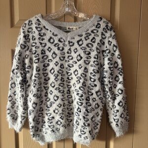 Vocal White and Black Leopard Sweater